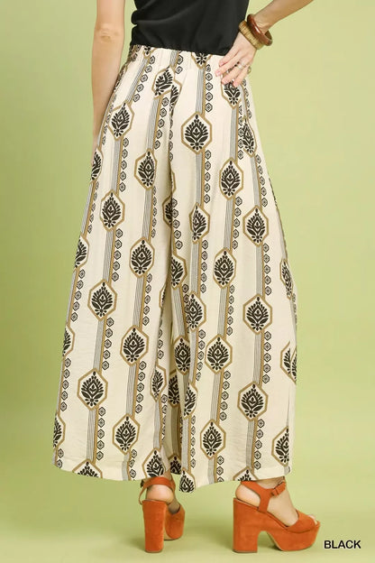 Boho Geometric Wide Leg Pants for Women