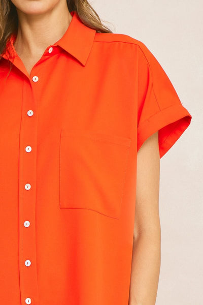 Leah Button Up Dress Orange
