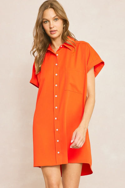 Leah Button Up Dress Orange