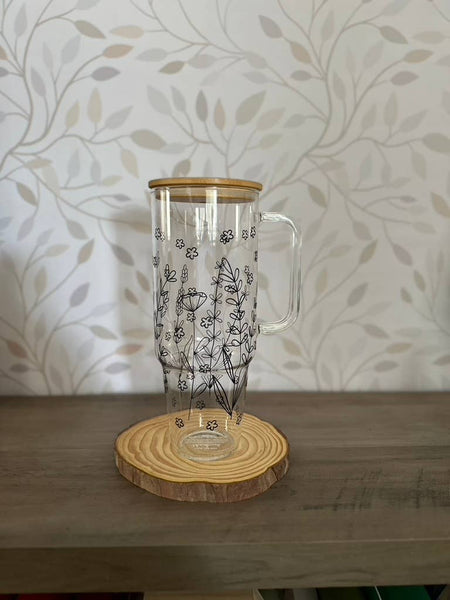 40oz Glass Tumbler Wildflowers