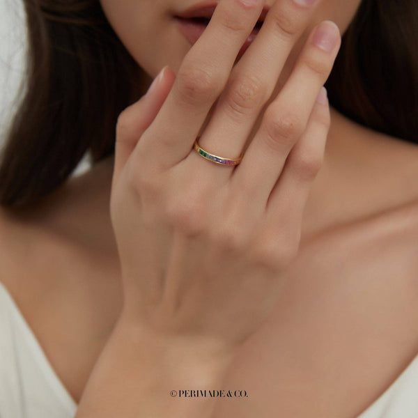 Rainbow Gem Band Ring