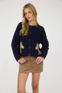 Navy Western Knit Cardigan