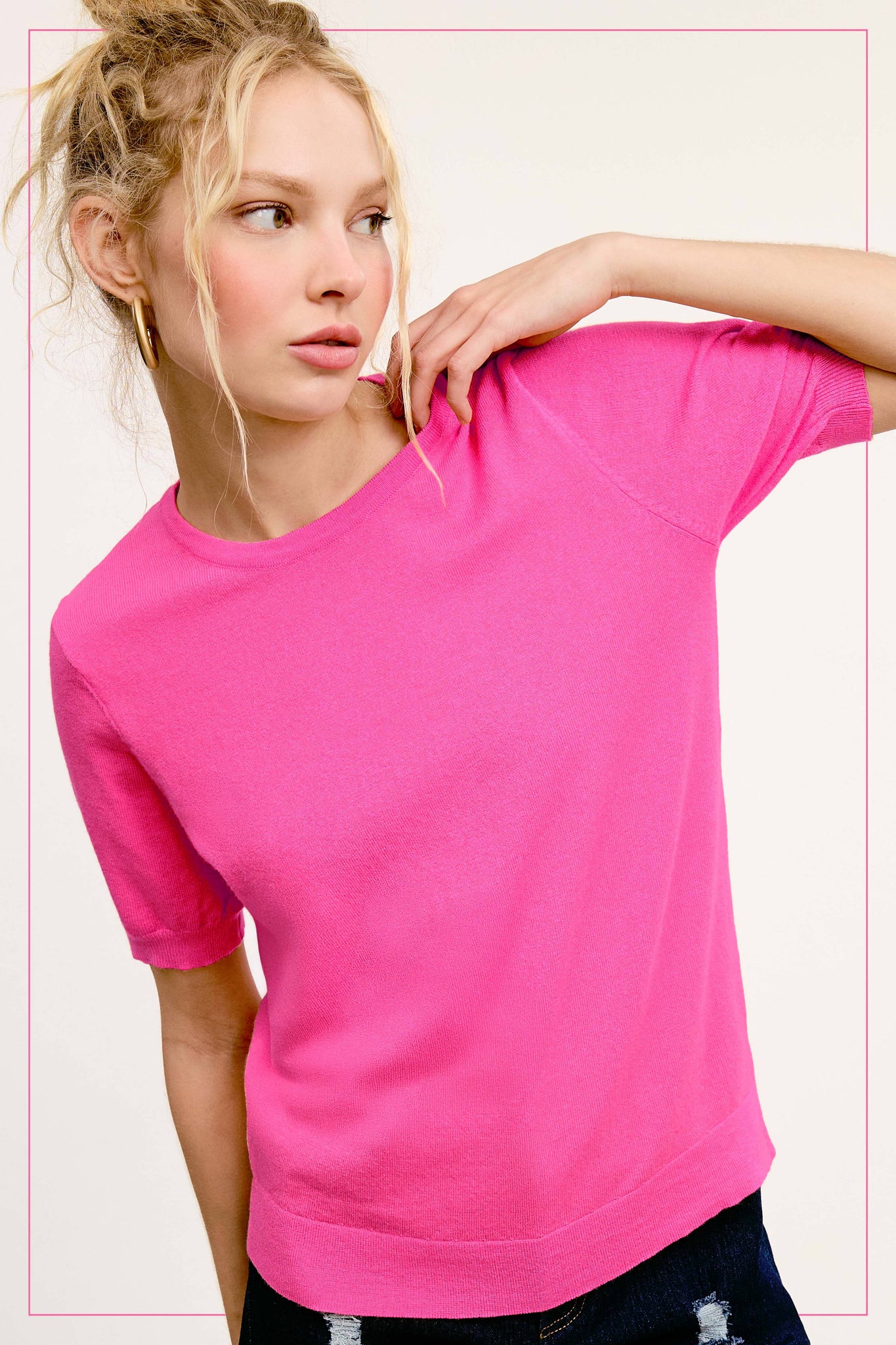 Cora Puffy Short Sleeve Top Pink