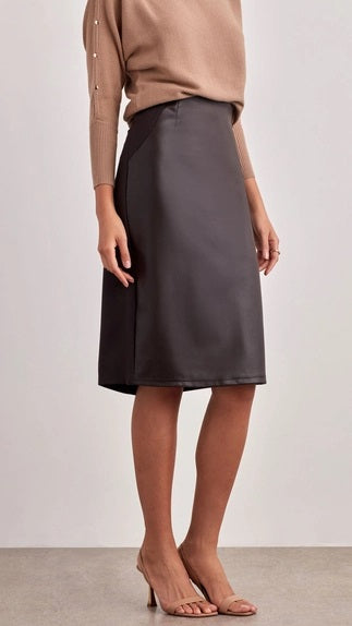 Faux Leather & Ponte Skirt