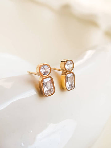 Zaid Mini CZ Stud Earrings in 18K Gold
