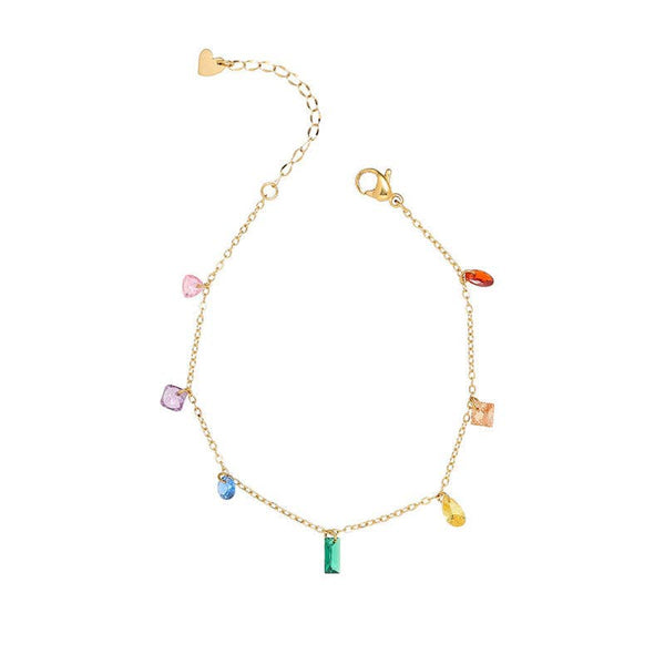 Rainbow Gemstone Charm Necklace