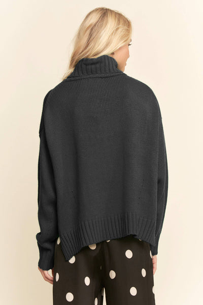 Cozy Oversized Turtleneck Sweater Black