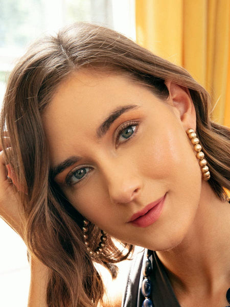 Large Chunky Metal Beaded Hoop Earring