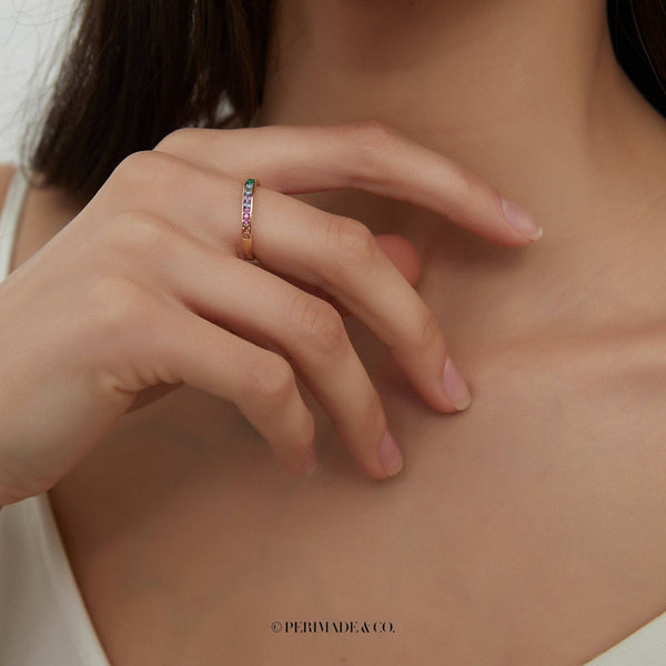 Rainbow Gem Band Ring