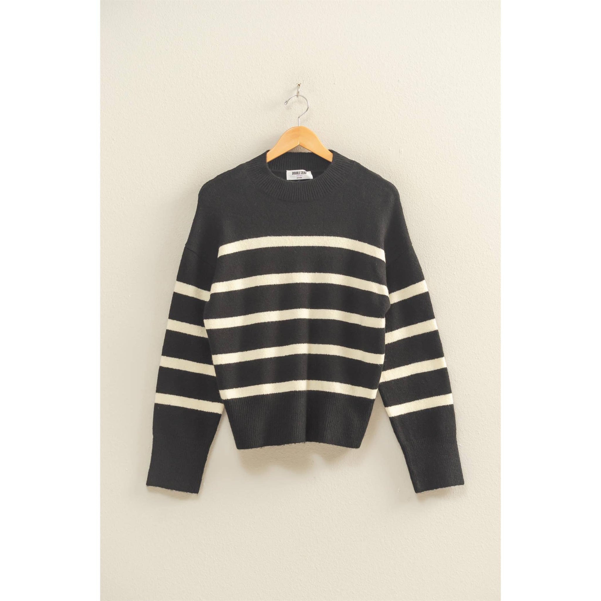 Dream State Striped Sweater Black