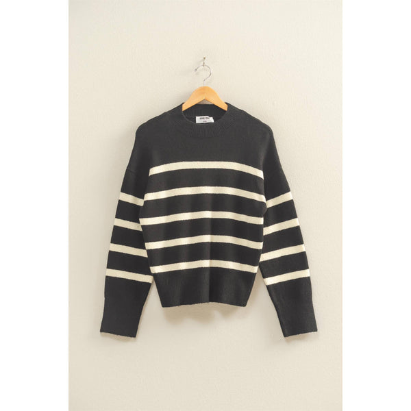 Dream State Striped Sweater Black