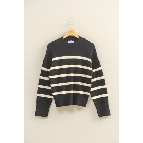 Dream State Striped Sweater Black