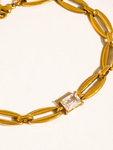 Melrose Gold Link Chain CZ Bracelet