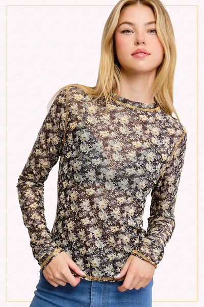 Semi Sheer Mesh Top Black