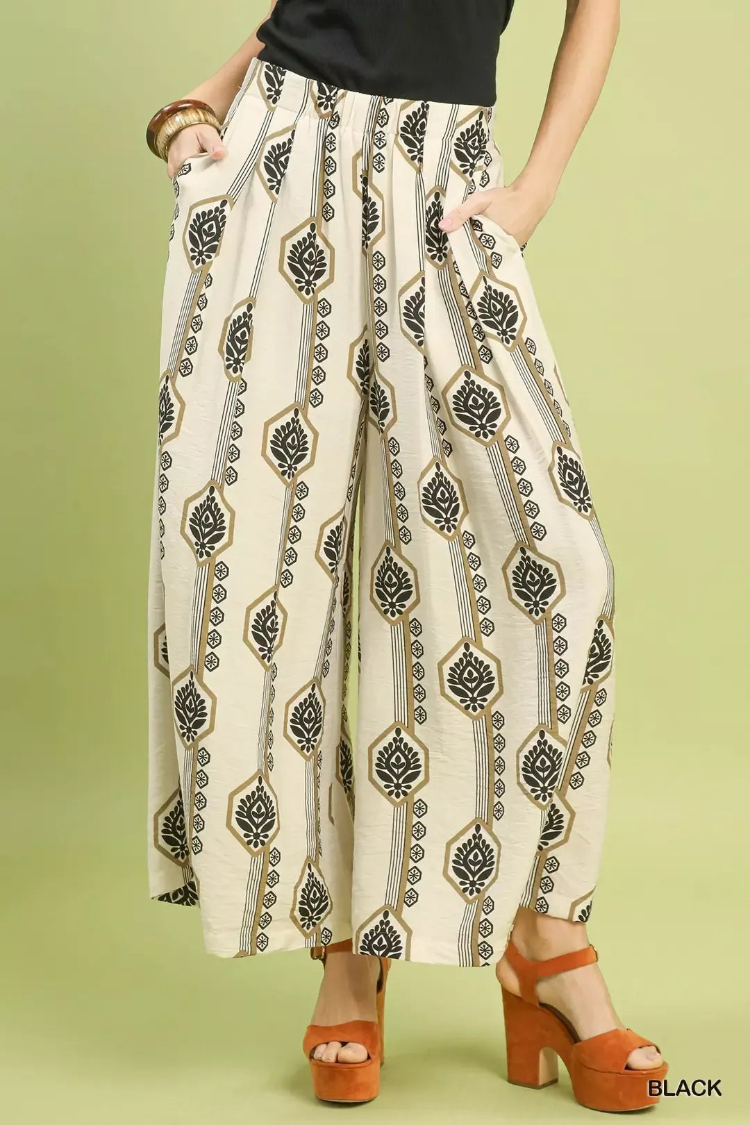 Boho Geometric Wide Leg Pants for Women