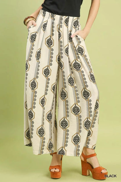 Boho Geometric Wide Leg Pants for Women