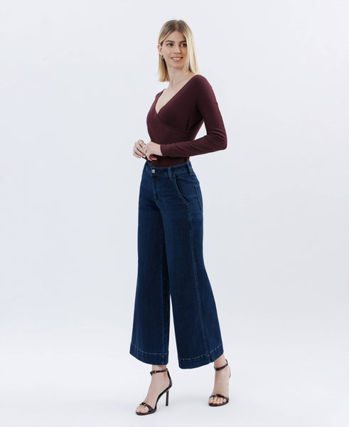 High Rise Ankle Wide Leg Jeans F5923