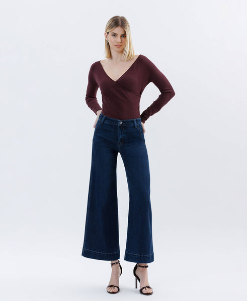 High Rise Ankle Wide Leg Jeans F5923