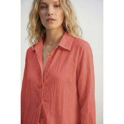 Elevé Light Coral Crinkled Shirt