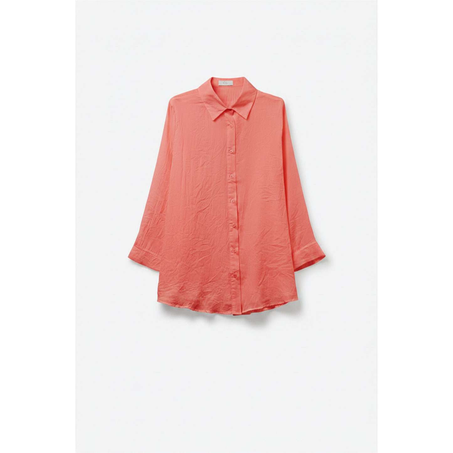 Elevé Light Coral Crinkled Shirt