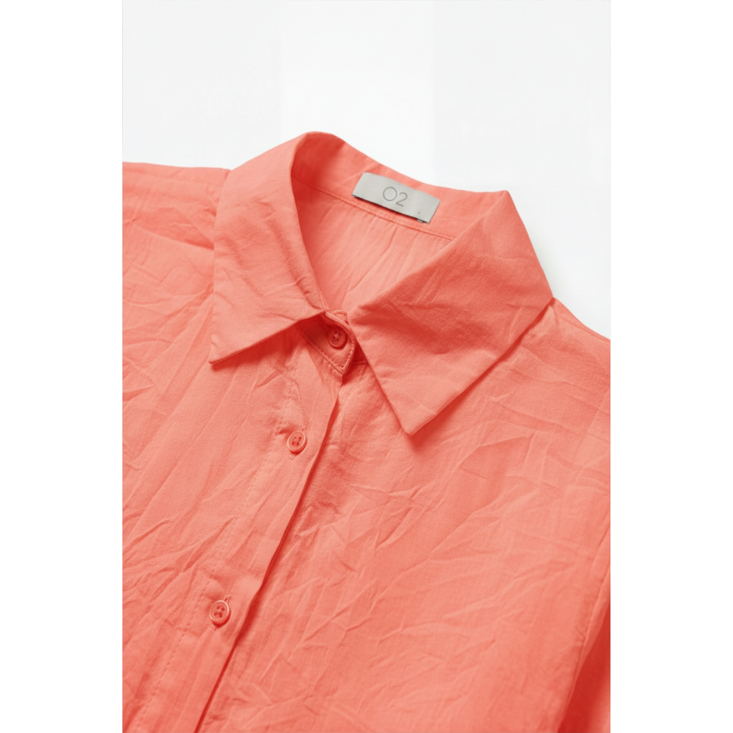 Elevé Light Coral Crinkled Shirt