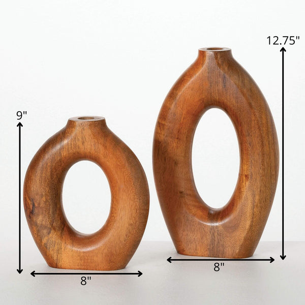 Hollow Mango Wood Vases