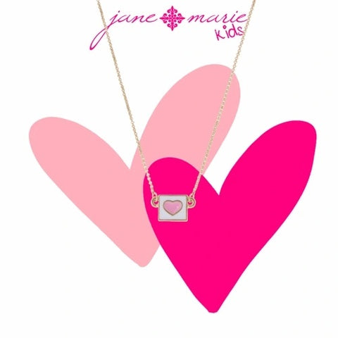 Kids Square with Pink Heart Necklace