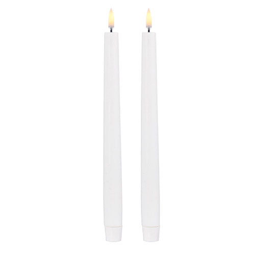 Flameless Taper Candles White 11"