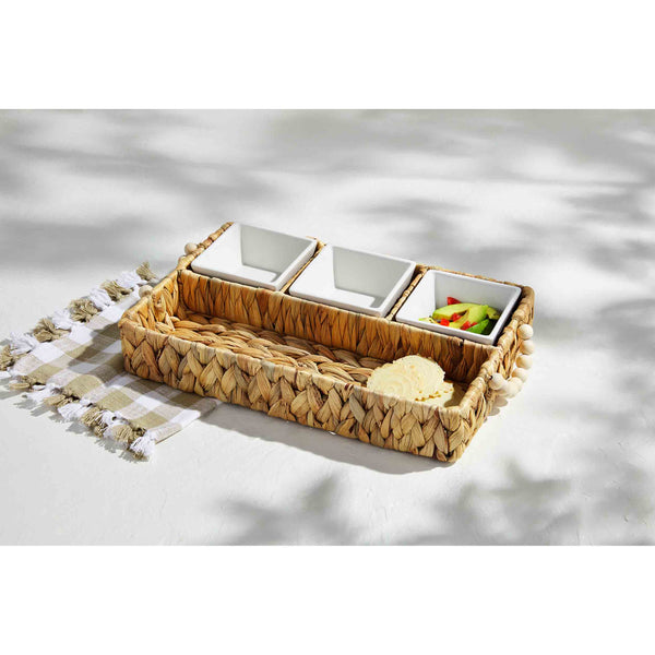 Woven Tray & Dip Cup Set