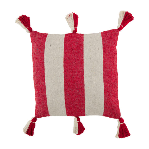 Red/White Multi-Stripe Square Pillow