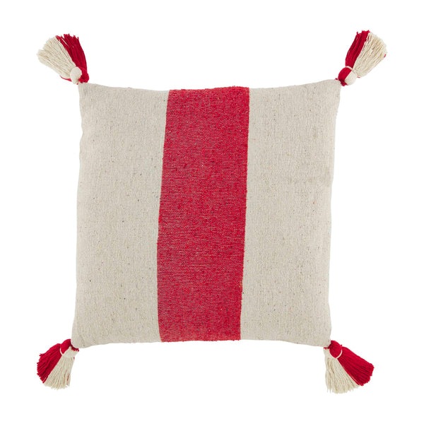 Red/White One Stripe Square Pillow