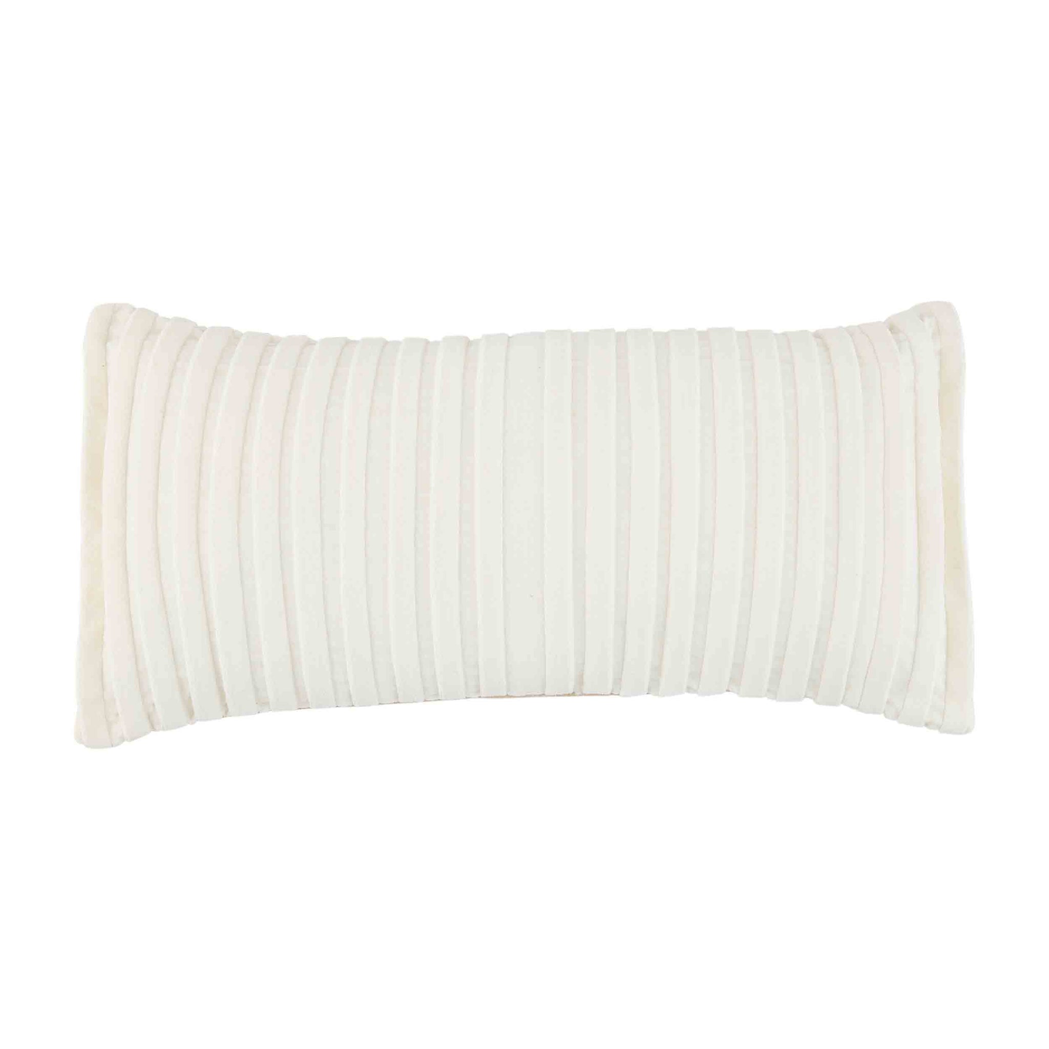 Lumbar Pleated Velvet Pillow White