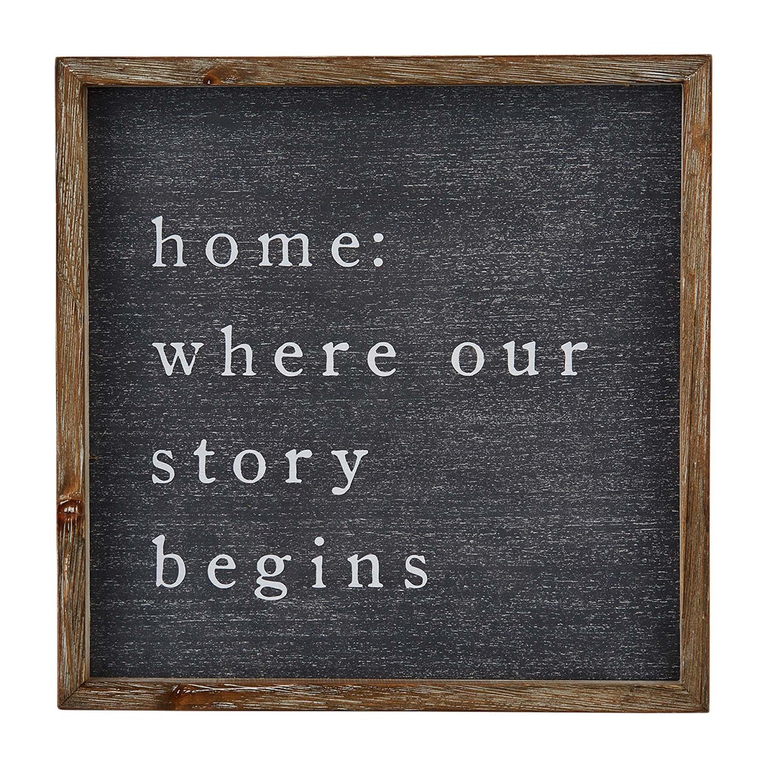 Our Story Begins Black Plaque