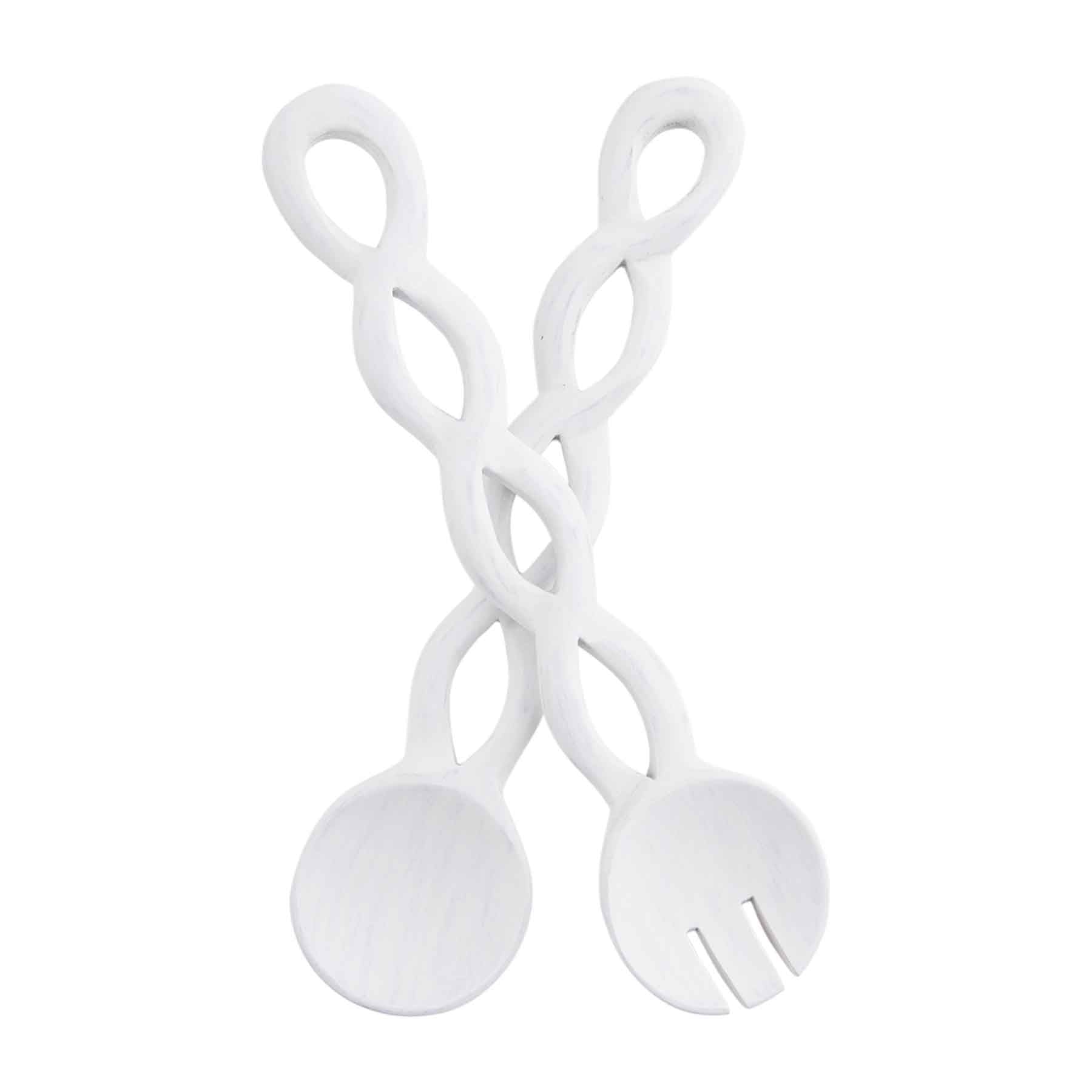 White Twisted Wood Serving Set