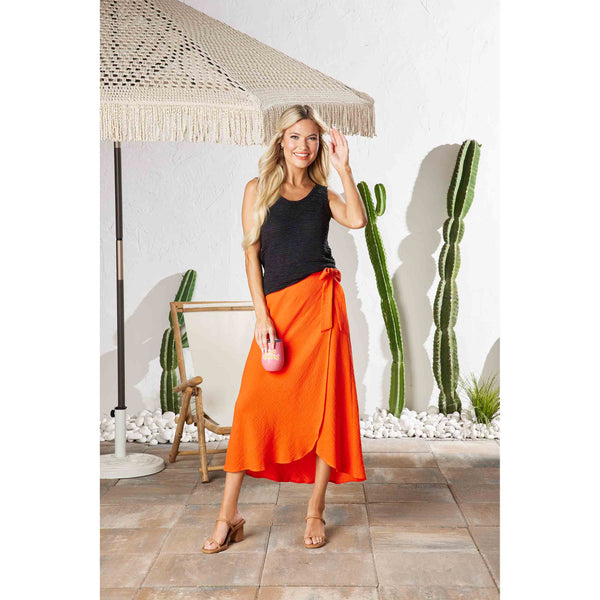 Orange Mallie Wrap Skirt