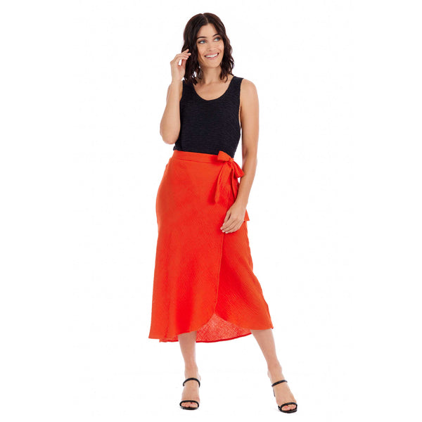 Orange Mallie Wrap Skirt