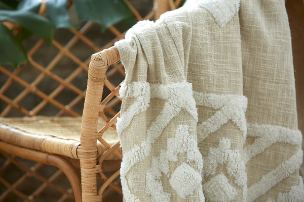 Diamond Tufted Cotton Slub Throw Natural