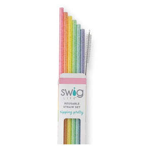 Swig Reusable Straw Set Rainbow Glitter