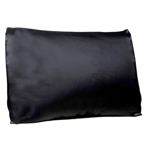 Satin Pillowcase with Zipper Closure - Black
