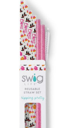 Swig Reusable Straw Set Hey Boo + Pink Glitter
