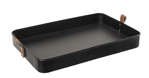 Black Rectangle Trays with Leather Handle